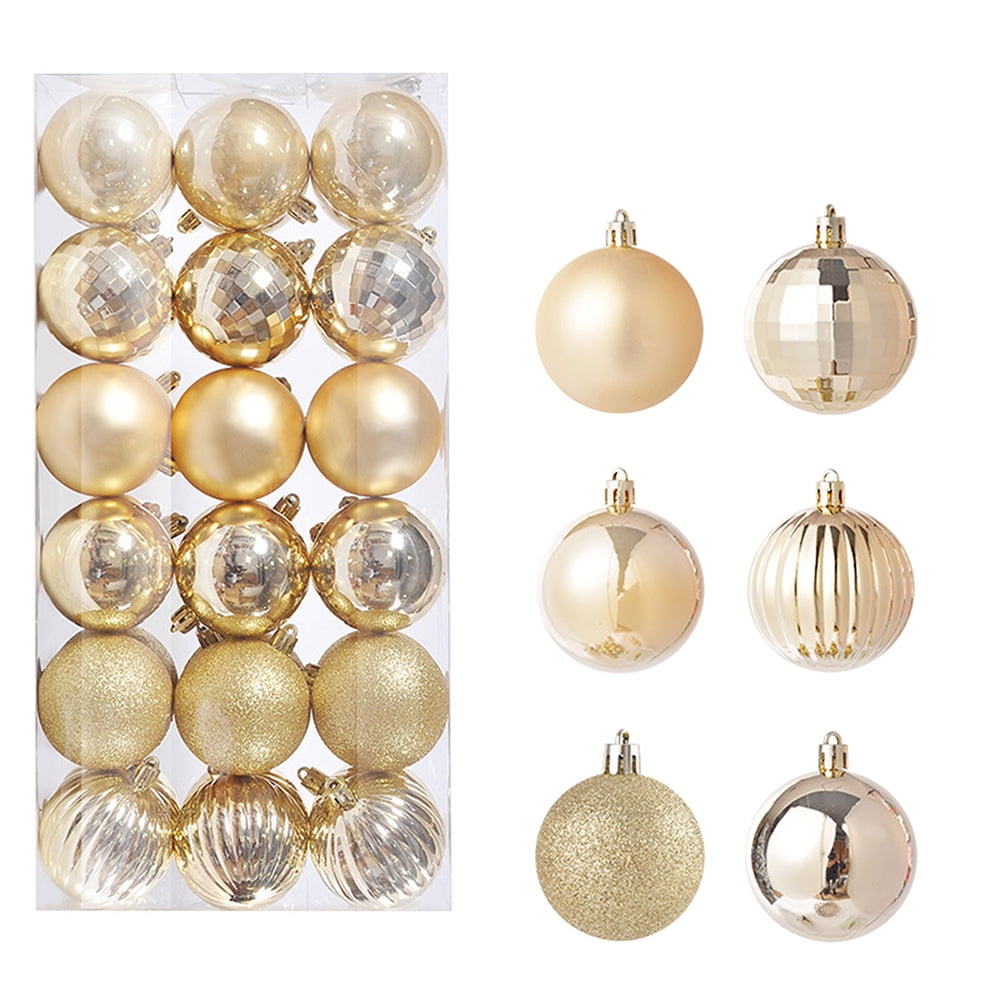 Wovilon Home Christmas Ball Ornaments, 36 PCs Xmas Tree Decorations,  Holiday Hanging Balls (Golden, 1.57) 
