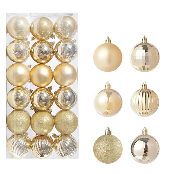 SuoKom Christmas Balls, 36Pcs 1.2 Inch Gold Christmas Balls Hanging Ornaments Shatterproof Delicate Baubles Set, for Home Holiday Party Xmas Tree Decoration Gifts
