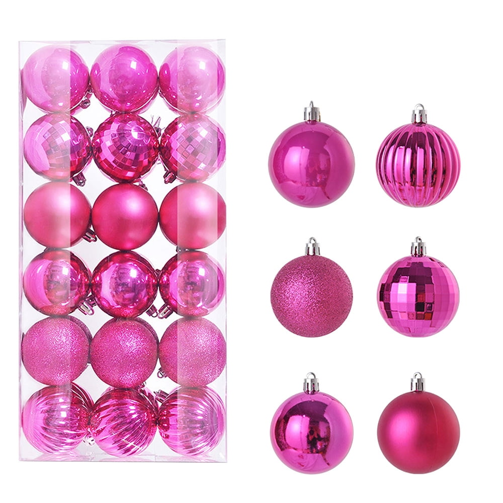 SuoKom Christmas Balls, 36Pcs 1.2 Inch Hot Pink Christmas Balls Hanging ...