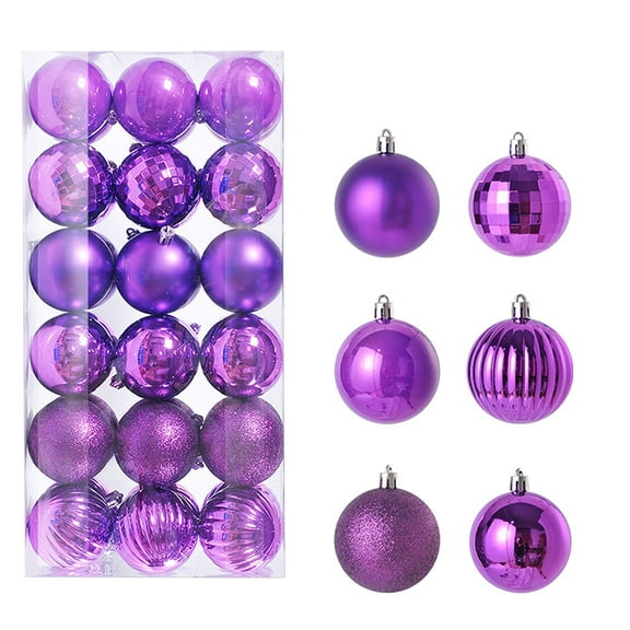 SuoKom Christmas Balls, 36Pcs 1.2 Inch Purple Christmas Balls Hanging Ornaments Shatterproof Delicate Baubles Set, for Home Holiday Party Xmas Tree Decoration Gifts