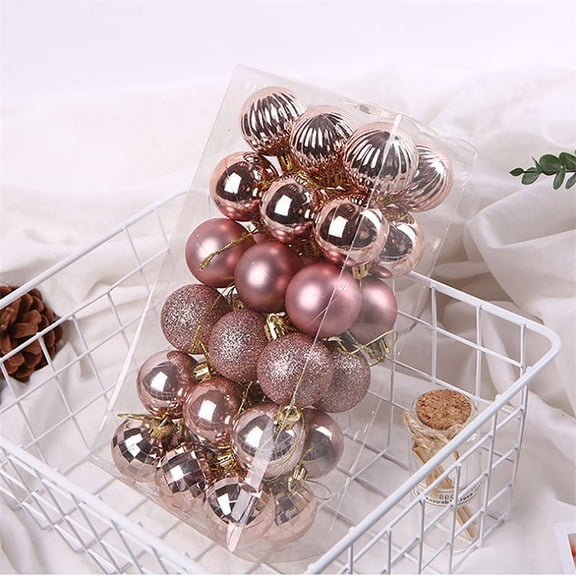 SuoKom Christmas Balls, 36Pcs 1.57 Inch Rose Gold Christmas Balls Hanging Ornaments Shatterproof Delicate Baubles Set, for Home Holiday Party Xmas Tree Decoration Gifts