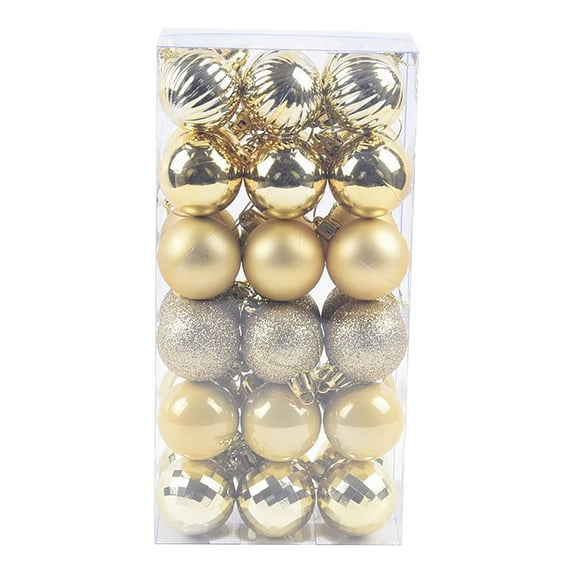 SuoKom Christmas Balls, 36Pcs 1.6 Inch Gold Christmas Balls Hanging Ornaments Shatterproof Delicate Baubles Set, for Home Holiday Party Xmas Tree Decoration Gifts
