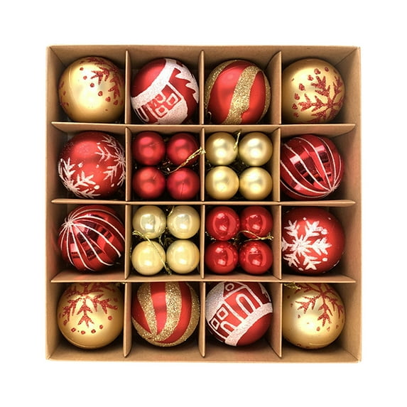 SuoKom Christmas Balls, 44Pcs Red & Gold Christmas Balls Hanging Ornaments Shatterproof Delicate Baubles Set, for Home Holiday Party Xmas Tree Decor Gifts(1.2"/2.4" Combo)