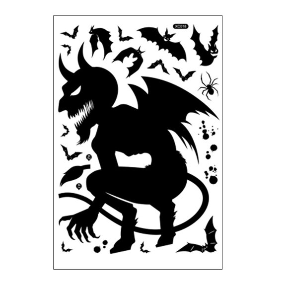 SuoKom Halloween Wall Stickers Decals, DIY Black Ghost Pumpkin Skeleton Wall Flooring Decor Halloween Decoration, Halloween Stickers for Home Decor, Party Decor, Scene Setting