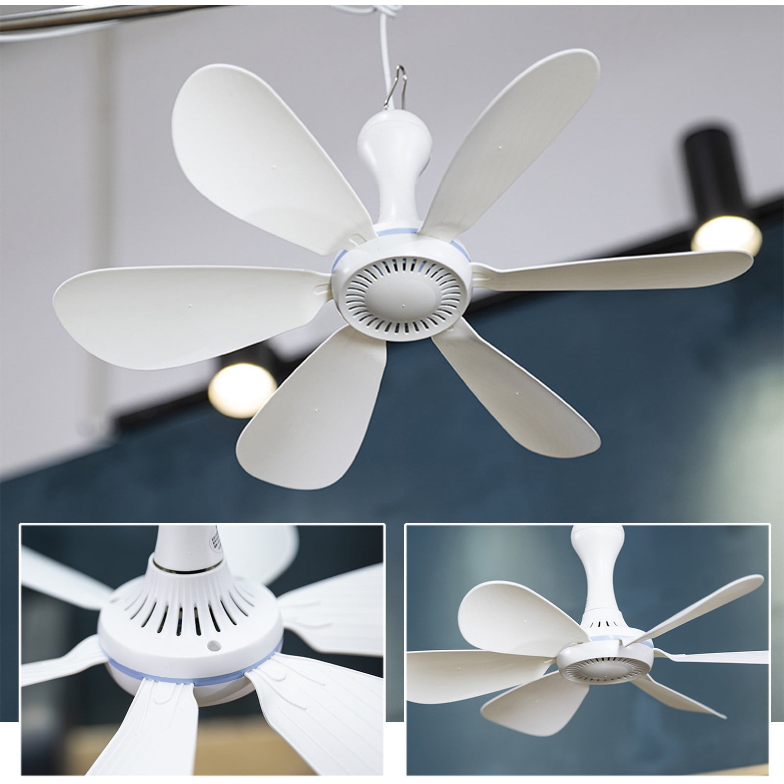 SuoKom Portable Ceiling Fan Mini USB Tent Fans For Camping Outdoor Hanging Gazebo Tents Ceiling Canopy Fan DC 5V Compatible Battery Power on