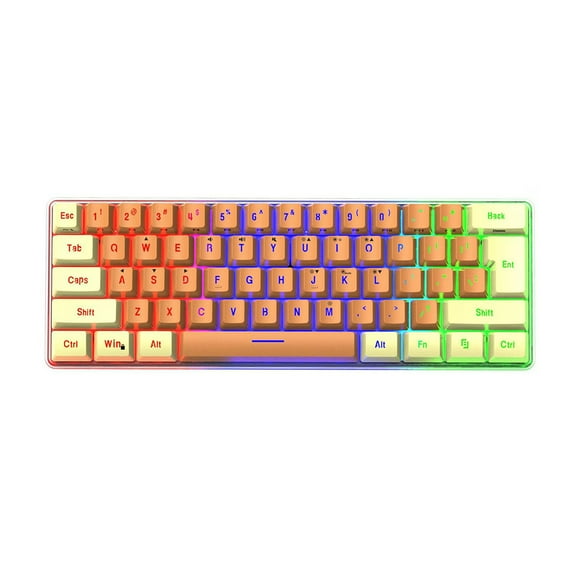 SuoKom Wired Computer Keyboard, 61-Keys RGB Backlit Compact Gaming Mechanical Keyboard Feel, Type-C Plug, Office School Supplies Compatible for Computer, Desktop, PC, Laptop