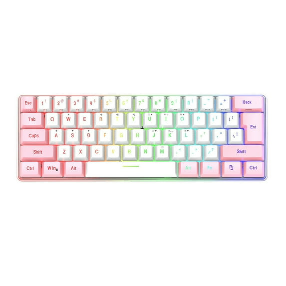 SuoKom Wired Computer Keyboard, 61-Keys RGB Backlit Compact Gaming Mechanical Keyboard Feel, Type-C Plug, Office School Supplies Compatible for Computer, Desktop, PC, Laptop