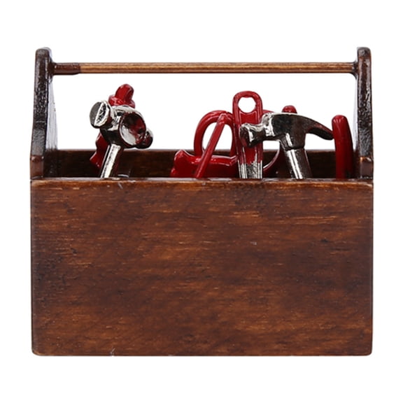 Suodoka 1:12 Scale Miniature Wooden Tool Box Model Kit for Dollhouse Accessories - 3.54 inches / 9 cm