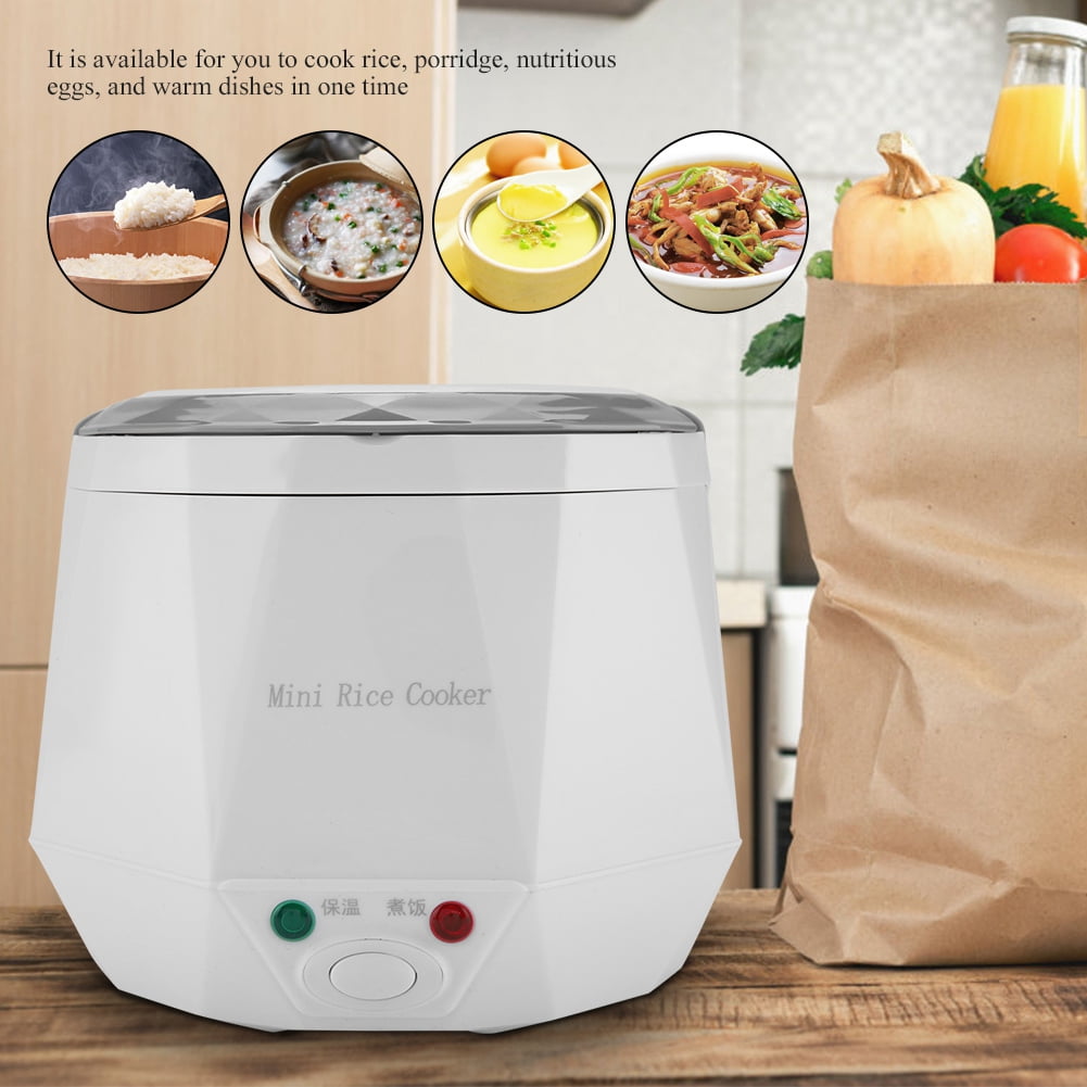 Suodoka 1.3L Electric Rice Cooker for Car White, 12V 100W Portable Food Steamer and Multicooker (7.1 inches / 18 cm)