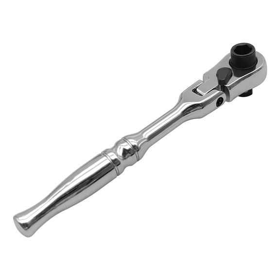 Suodoka 1/4 In Drive Flex Head Adjustable Ratchet Wrench Handle, 2-in-1 Reversible Socket & Bit Driver Tool, Silver (117mm / 4.6 inches) for Home Auto Repair