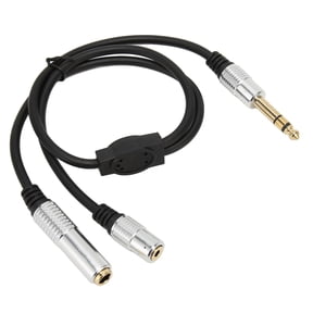 Suodoka 1/4 Inch TRS Stereo Splitter Cable 6.35mm Male to 6.35mm & 3.5mm Female Audio Cord for Amplifier Microphone, 1.6 ft / 0.5m