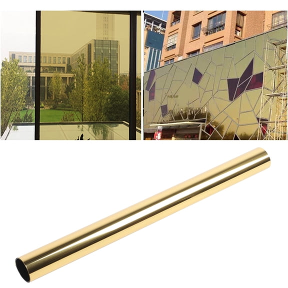 Suodoka 1.6ft x 9.8ft One Way Sun Film Heat Insulation Privacy Window Film for Home, Gold, 0.5m x 3m
