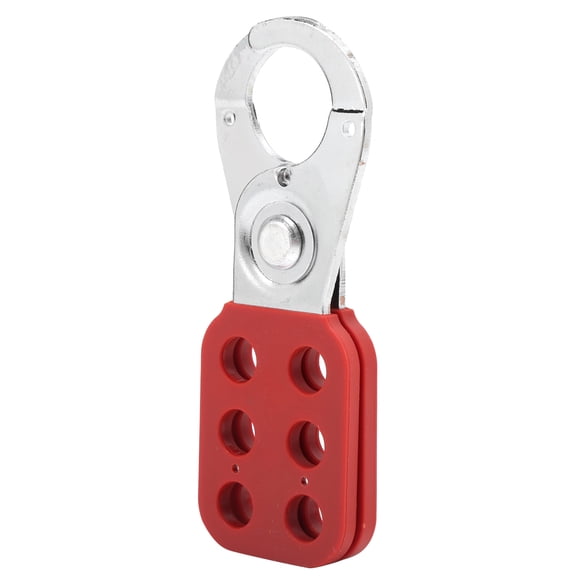 Suodoka 1-Inch Jaw (2.54 cm) Lockout Tagout Hasp Safety Snap Lock Device for Padlock with 6 Holes, Plastic Insulated Nylon PA and Steel Construction for Industrial Workplace Protection, 1 Count