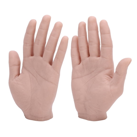 Suodoka 1 Pair Realistic Silicone Male Hand Model Soft Flexible Reusable Mannequin Training Hands for Showing Jewelry Painting Practice, 7.1 inches / 18 cm
