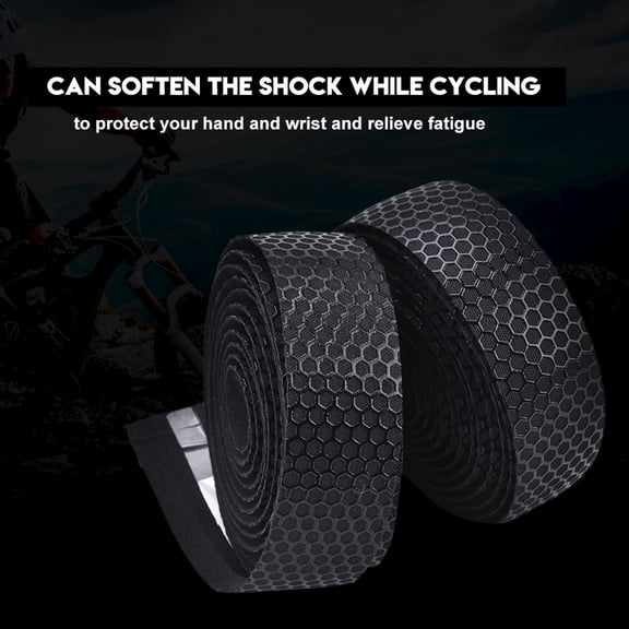 Suodoka 1 Pair Road Mountain Bike Handlebar Anti Skid Shock Absorption Tape with End Plugs Lightweight Sweat Absorbent Cycling Grip Wrap, Black (78.7 inches / 2m)