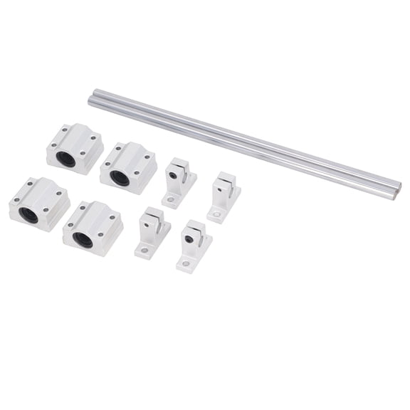 Suodoka 10-250 Set CNC Linear Motion Ball Bearings Kit, Includes 2Pcs Metal Shaft Rods & 4Pcs Slide Block Support Mounts for Machine Tool Assembly