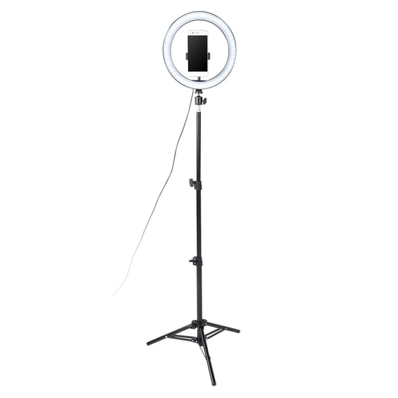 Suodoka 10 Inch / 25.4 cm Dimmable LED Circle Fill Light with Foldable Tripod and Phone Clip Set, USB Powered Camera Video Lamp for Live Streaming and Makeup[cite: 1]