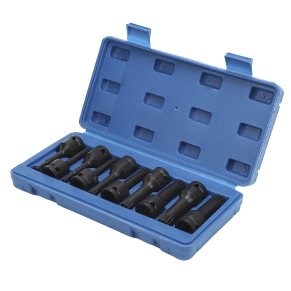 Suodoka 10-Piece Square Bit Socket Set 1/2-inch Drive CR-MO Impact Tool Kit Metric M5-M18 Sizes 3.1 inches Length with Blue Storage Box for Auto Repair