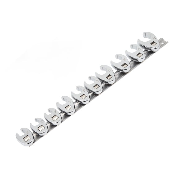 Suodoka 10 Pieces Metric Crows Foot Wrench Set 10mm to 22mm (0.39 to 0.87 inches) 3/8in Drive Ratchet Nut Wrench Kit with Storage Rail for Auto Motorcycle Mechanical Repair Maintenance Heavy Duty