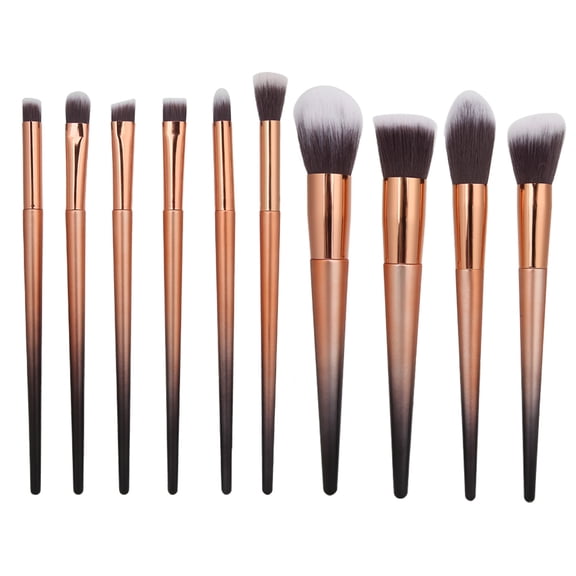 Suodoka 10 Pieces Premium Makeup Brushes Set Face Blush Powder Eyeshadow Eyeliner Lip Applicator Beauty Tool Kit for Beginners and Professionals Gradient Rose Gold (7.09 inches / 18 cm)
