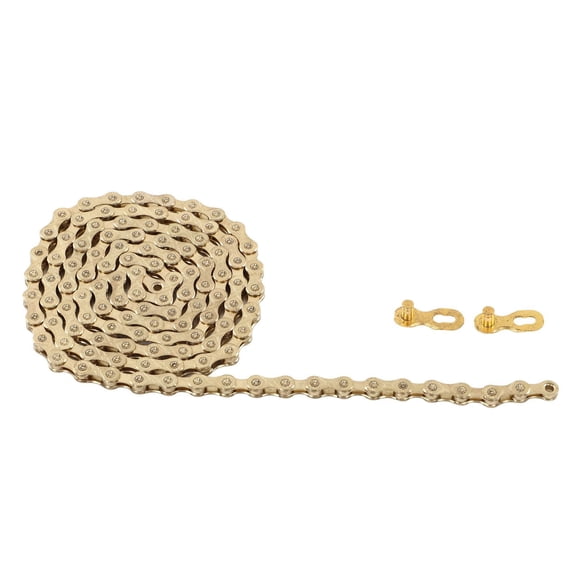 Suodoka 10 Speed Bike Chain Manganese Steel Mountain Road Bicycle Chain with Chain Connector for Riding Cycling Gold