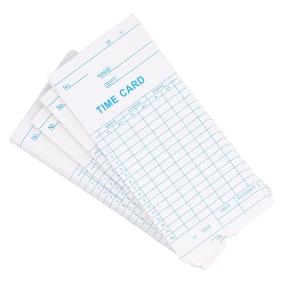 Suodoka 100 Pcs Universal Attendance Time Cards, 7.09 x 3.27 in (180 x 83 mm), Dual Sided Employee Time Clock Sheet for Microcomputer Machine, Office and Business Supplies, Beige