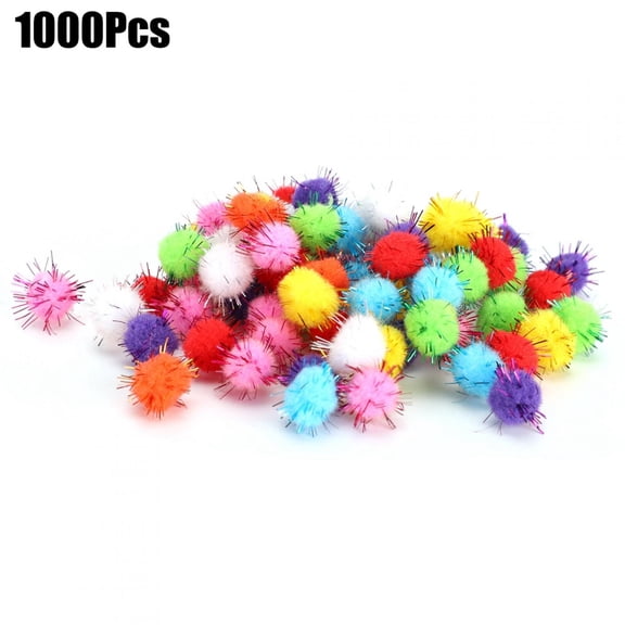 Suodoka 1000Pcs Craft Pom Poms Bright Silk Color DIY Handmade Clothing Decoration 0.59 inches / 15 mm