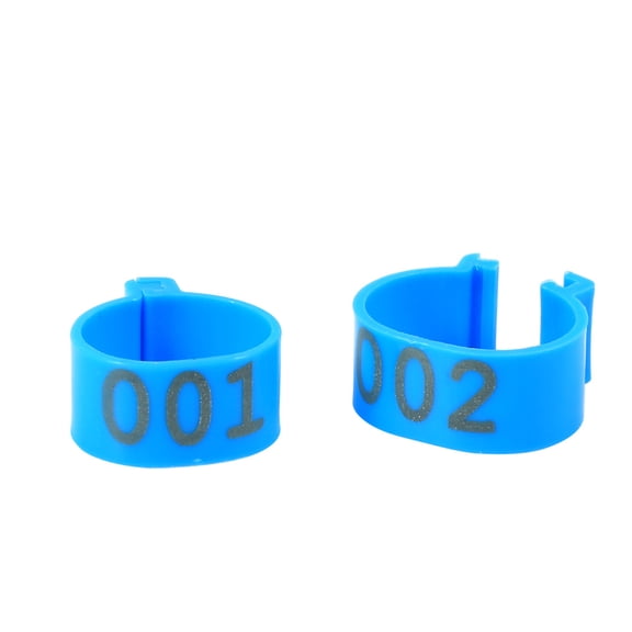 Suodoka 100PCS Numbered Plastic Poultry Leg Rings for Chickens Ducks Goose, 0.63 inches / 1.6 cm Inner Diameter Clip-on Bands for Identification, Coop Management Accessories for Farm, Blue