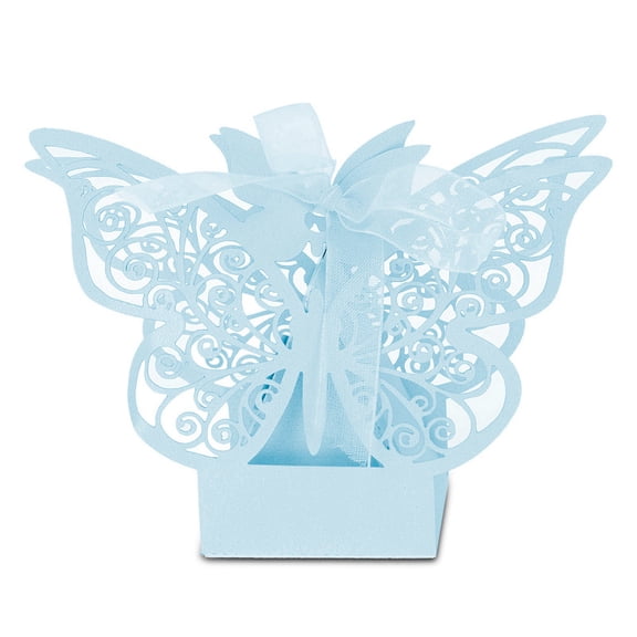 Suodoka 100PCS Wedding Favor Sugar Chocolate Boxes Butterfly Decoration for Birthday Party Easy Set Up Bridal Shower Sweets Container - Light Blue (11 cm / 4.3 inches)[cite: 1]