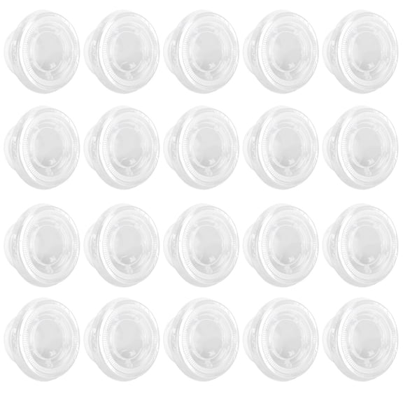 Suodoka 100Pcs Disposable Sauce Packaging Box Transparent Round Seasoning Cup with Lid 2oz Food Storage Containers