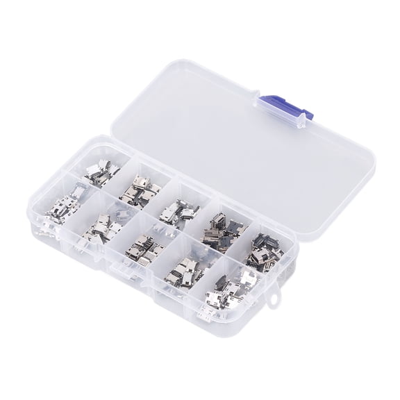 Suodoka 100Pcs Micro MINI USB Female Plug Connector Assortment, 10 Models USB Jack Connector for Digital Products and Household Appliance Repair Replacement [cite: 11]