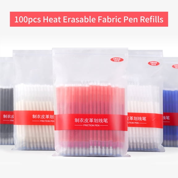Suodoka 100pcs Heat Erasable Fabric Pens Refills High Temp Disappearing Ink for Sewing Quilting Dressmaking Craft Tracing 4.3 inches / 11 cm Marking Tool