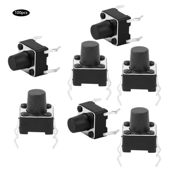 Suodoka 100pcs Momentary Tactile Push Button Switch Mini Micro Tact Switch Accessory 6 x 6 x 7mm