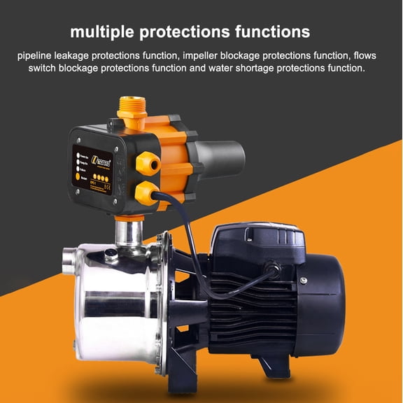 Suodoka 10A 220V~240V IP65 Waterproof Water Pump Automatic Switch Adjustable Pressure Controller for Household Boosters G1 Inch Thread Pipeline Leakage and Water Shortage Protection Function