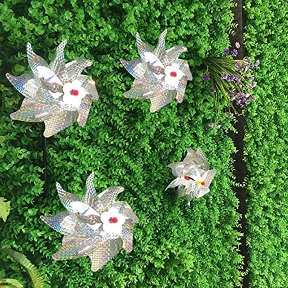 Suodoka 10Pcs Bird Repellent Pinwheels Reflective Sparkly Pin Wheels Protect Garden Plant Flower Windmill Spinner Garden Decoration (21.6 inches / 54.8 cm)