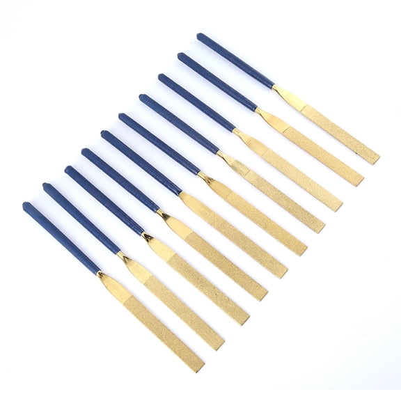 Suodoka 10Pcs High Wear Resistant Diamond Flat Hand Files Set, 5x180mm (7.1 inches) Jewelry Repair and Metal Trimming Tool, Middle-Teeth