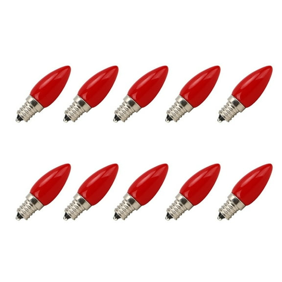 Suodoka 10Pcs Mini E12 LED Light Bulb 1.5W AC110V Red Color for Home Chandelier Ceiling Light Wall Lamp Dedicated Replacement Bulbs (Length: 2.2 inches / 5.7 cm) Energy Saving Compact Pack