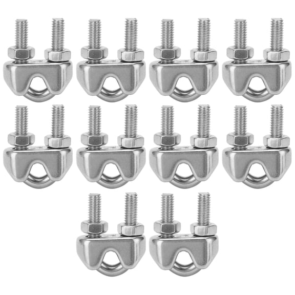 Suodoka 10pcs 3/16 Inch M4 Stainless Steel Wire Rope Cable Clip Clamp U Bolt Saddle Fastener Heavy Duty Marine Rigging Hardware Accessories For Sailboats