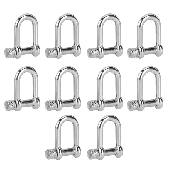 Suodoka 10pcs U Shape Shackle Zinc Alloy D Ring Lock Bow Shackle for Paracord Bracelet Round Head 1.2 inches / 3 cm Heavy Duty Tactical Survival Bracelet Buckle Screws Closures Set Pack of 10