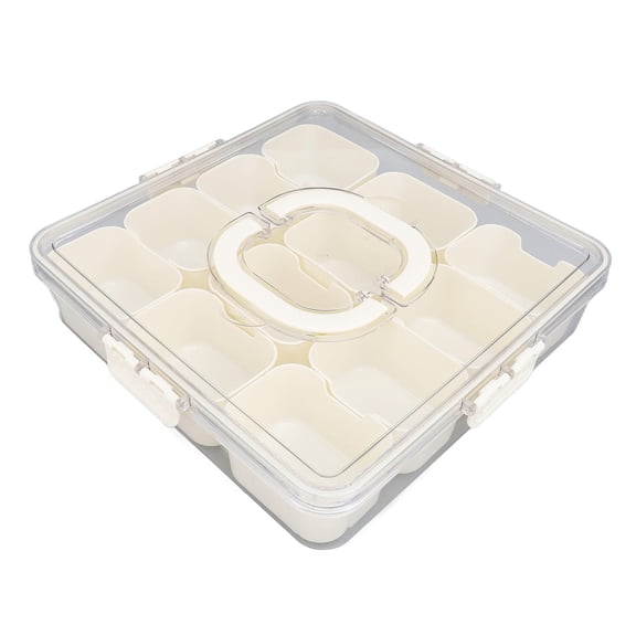 Suodoka 12Compartment Portable PET/ABS Serving Tray with Snap Lid & Handle Ideal for Snacks, Spices, Fruit & Party Use