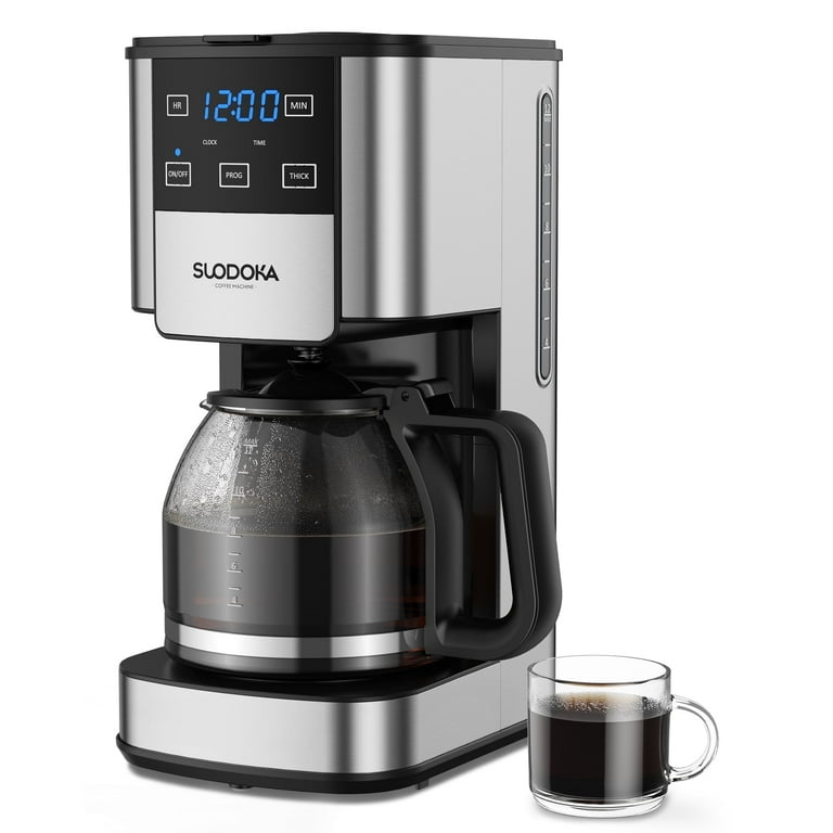 Suodoka 12 Cup Drip Coffee Maker with Glass Coffee Pot, Programmable Brew  Strength Control and Appointment Setting, New