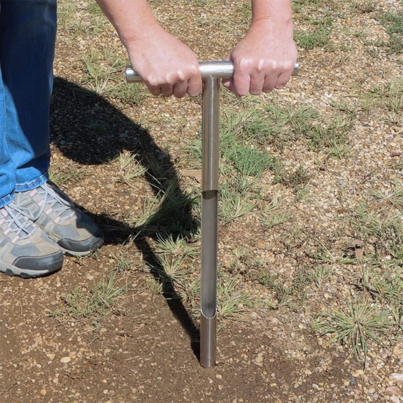 Suodoka 12 inches / 30.4 cm Stainless Steel Soil Sampler Probe Tool with T-Handle for Lawn Farm