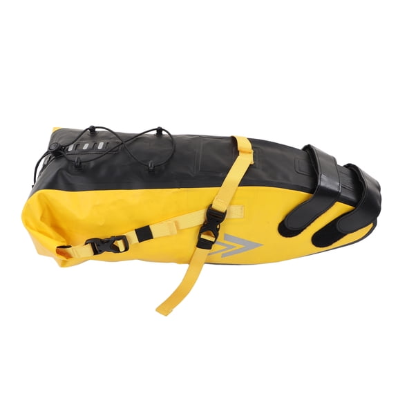 Suodoka 13L Bikepacking Bag, 500D PVC Yellow and Black Waterproof Bicycle Saddle Pannier Bag for Long Rides, Non-Slip Cycling Tail Seat Pack (13.39 inches / 34 cm)