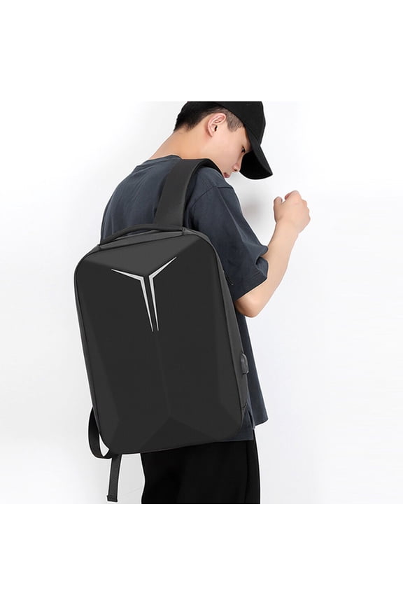 15.6 Inch Large Capacity Hard Shell Laptop Backpack Waterproof Breathable Business Bag with Reflective Strip & External USB Port Black 18.11 inches / 46 cm[cite: 1]
