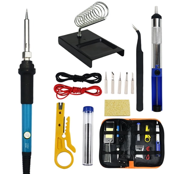 Suodoka 15 PCS Soldering Gun Kit 60W 110V Adjustable Temperature Electric Iron Welding Tool Set with Storage Bag Fast Heating Ceramic Core 8.86 inches / 22.5 cm Handheld Repair Equipment for Home DIY