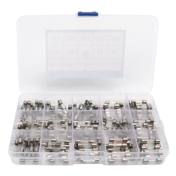 Suodoka 150Pcs Glass Fuse Tube Assortment Set Kit, 0.1A-30A Fast-Blow 5x20mm Fuses for Automotive Cars Trucks Marine Vehicle Instrument Board and General Electronic Circuit Overload Protection