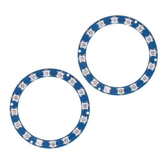 Suodoka 16-Bit WS2812B 5050 RGB LED Ring Intelligent Full Color Highlight Module for Microcontrollers 5V Digital Port Multi-Unit Display, Pack of 2 Rings (2.68 inches / 6.8 cm)
