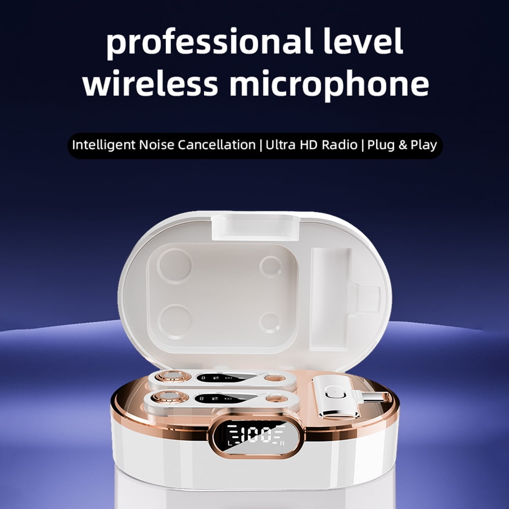 Suodoka 2.4G Wireless Microphone Kit Professional Lapel Clip-on Mic Dual Noise Reduction Plug and Play