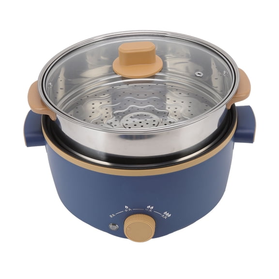 Suodoka 2.5L Electric Cooker Food Grade 800W Multifunctional Double Layer Adjustable Portable Hot Pot for Kitchen Cooking US Plug 110V with Steamer Grid (10.24 inches / 26 cm)