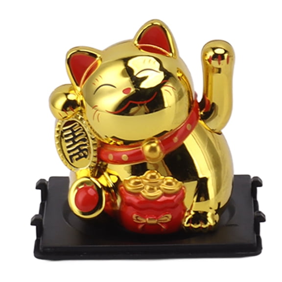 Suodoka 2 Inch Lucky Fortune Cat Solar Waving Statue Desk Decor (2 inches / 5.08 cm)